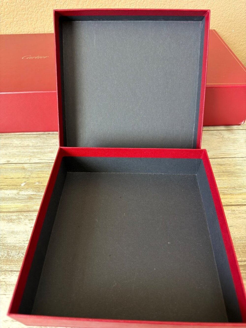 Set of 3 Cartier Red Presentation Jewelry Boxes Gold Logo - Empty - Picture 7 of 16